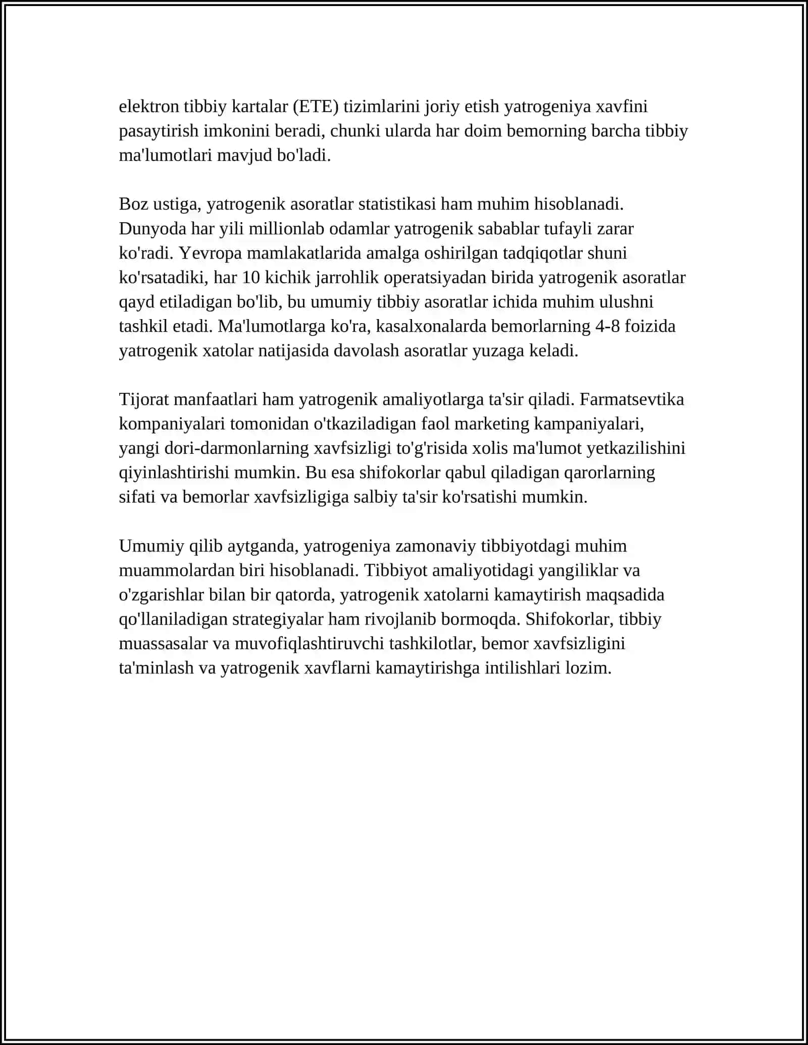 XOZIRGI ZAMON TIBBIYOTIDA YATROGENIYA MUAMMOLARI 4