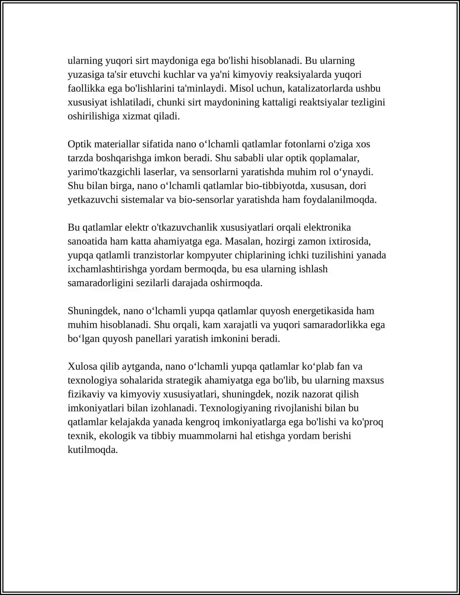 NANO OLCHMALI YUPQA QATLAMLARNING TUZILISHI VA XOSSALARI 4