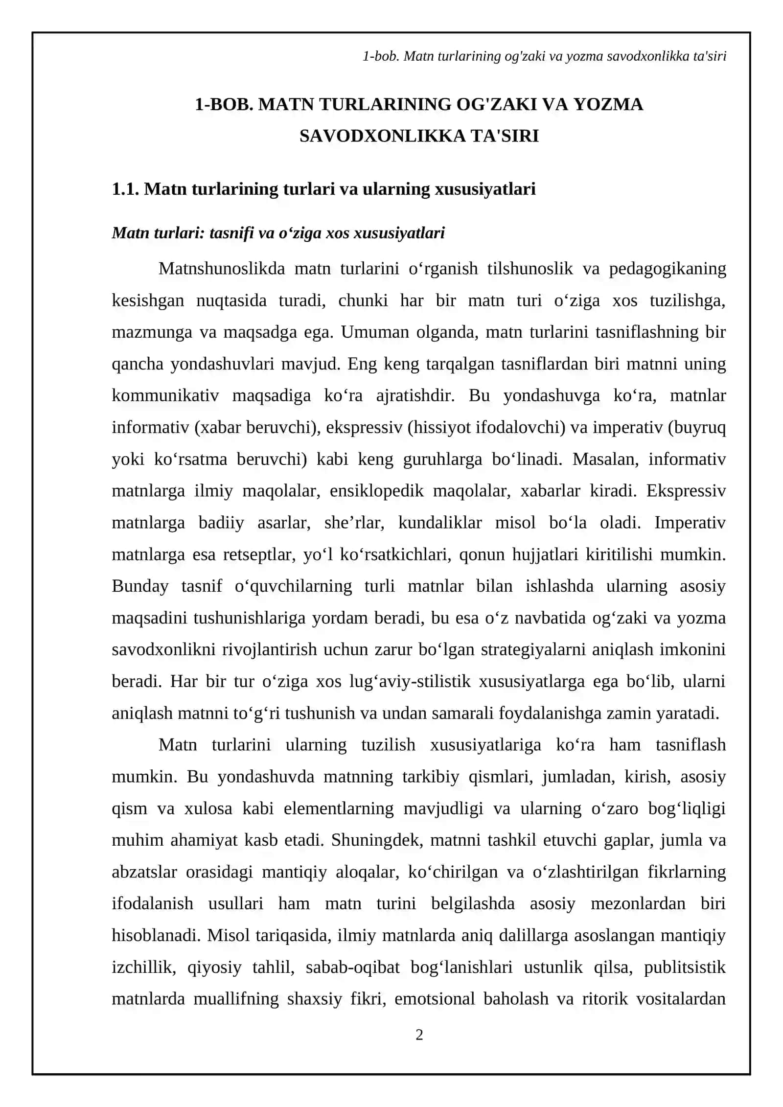 Matn turlarini oʻrganishda oʻquvchilarning ogʻzaki va yozma savodxonligini rivojlantirishga doir topshiriqlar 4