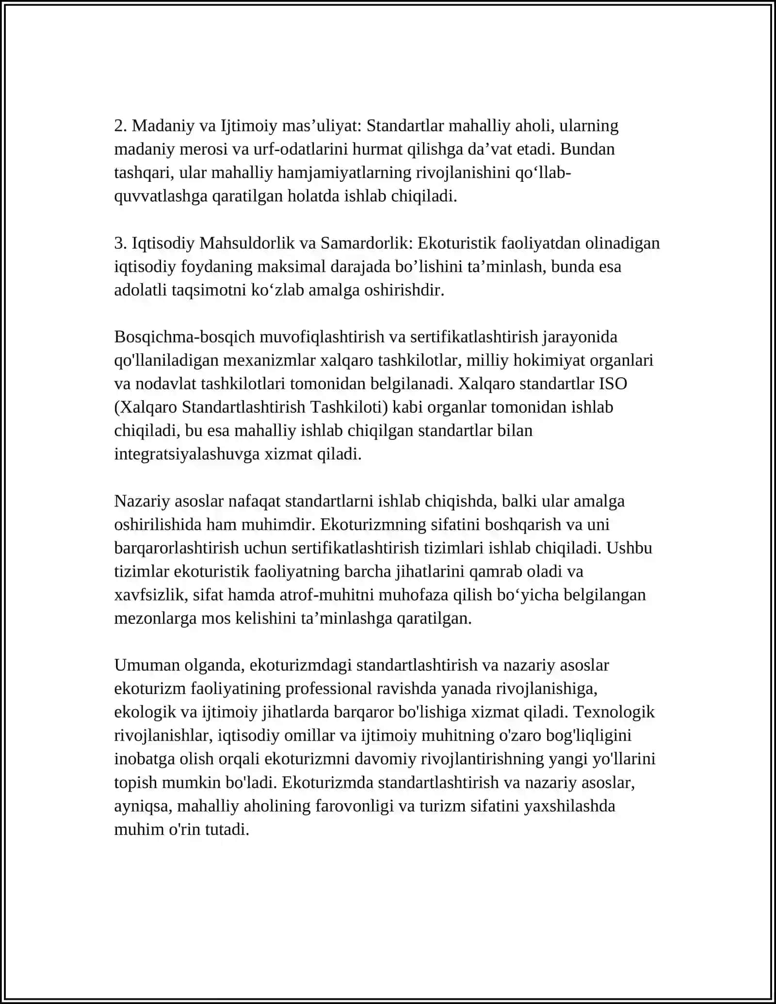 EKOTURIZMDA STANDARTLASHTIRISH VA SERTIFIKATLASHTIRISH 4
