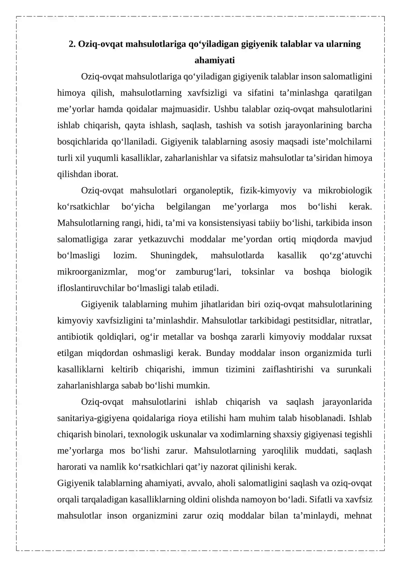 Oziq -ovqat mahsulotlariga gigienik talablar va gigienik hulosalar berish 4
