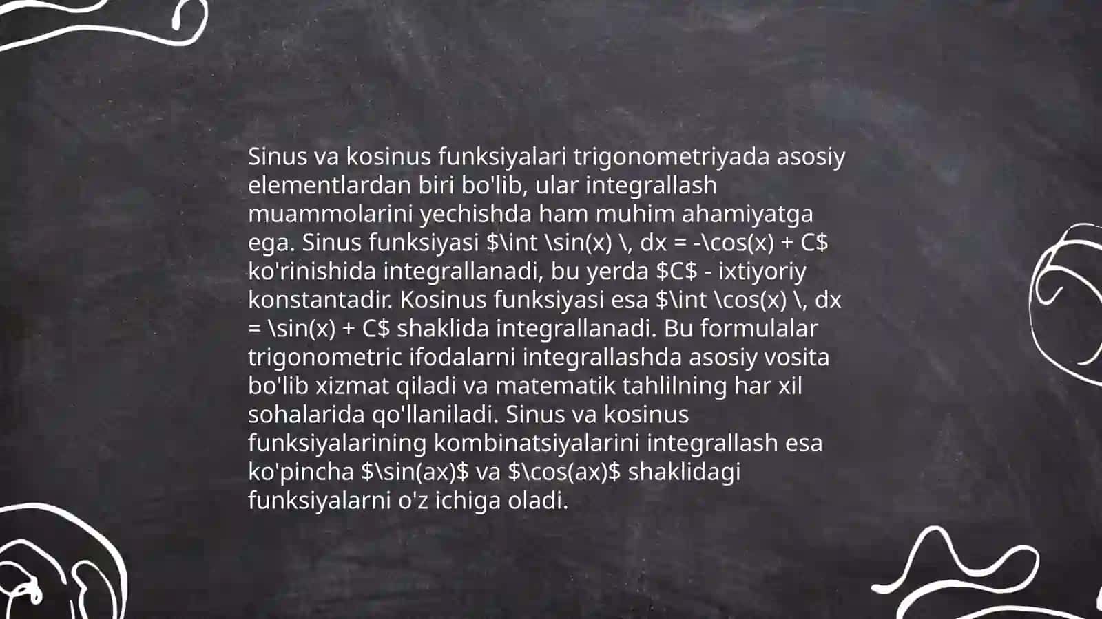Trigonometrik funksiyalarni integrallash usullari 4