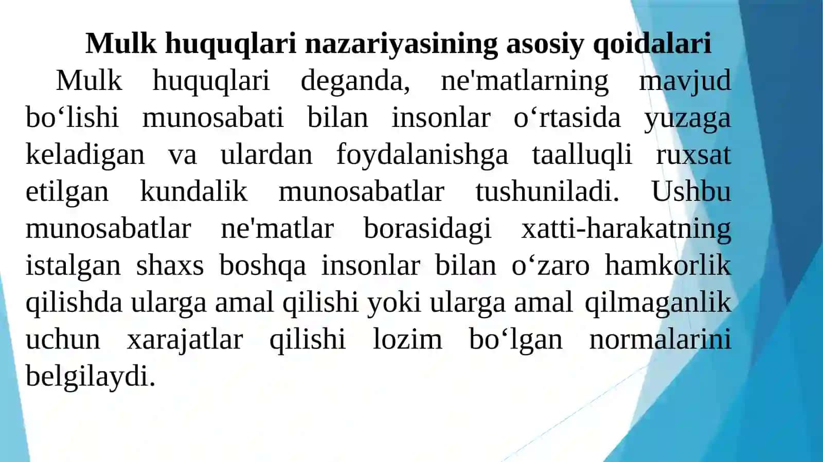 MULKHUQUQLARINAZARIYASI VA MULKCHILIK SHAKLLARINING RIVOJLANISH EVOLYUSIYASI 4