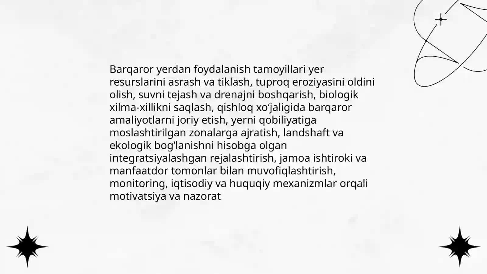 Yerdan foydalanish va muhofaza qilishni rejalashtirish prinsiplari 4
