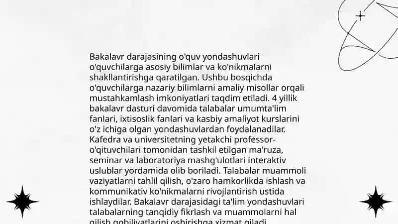 Bakalavr darajasi Magistratura va Domtarantura darajalari 4