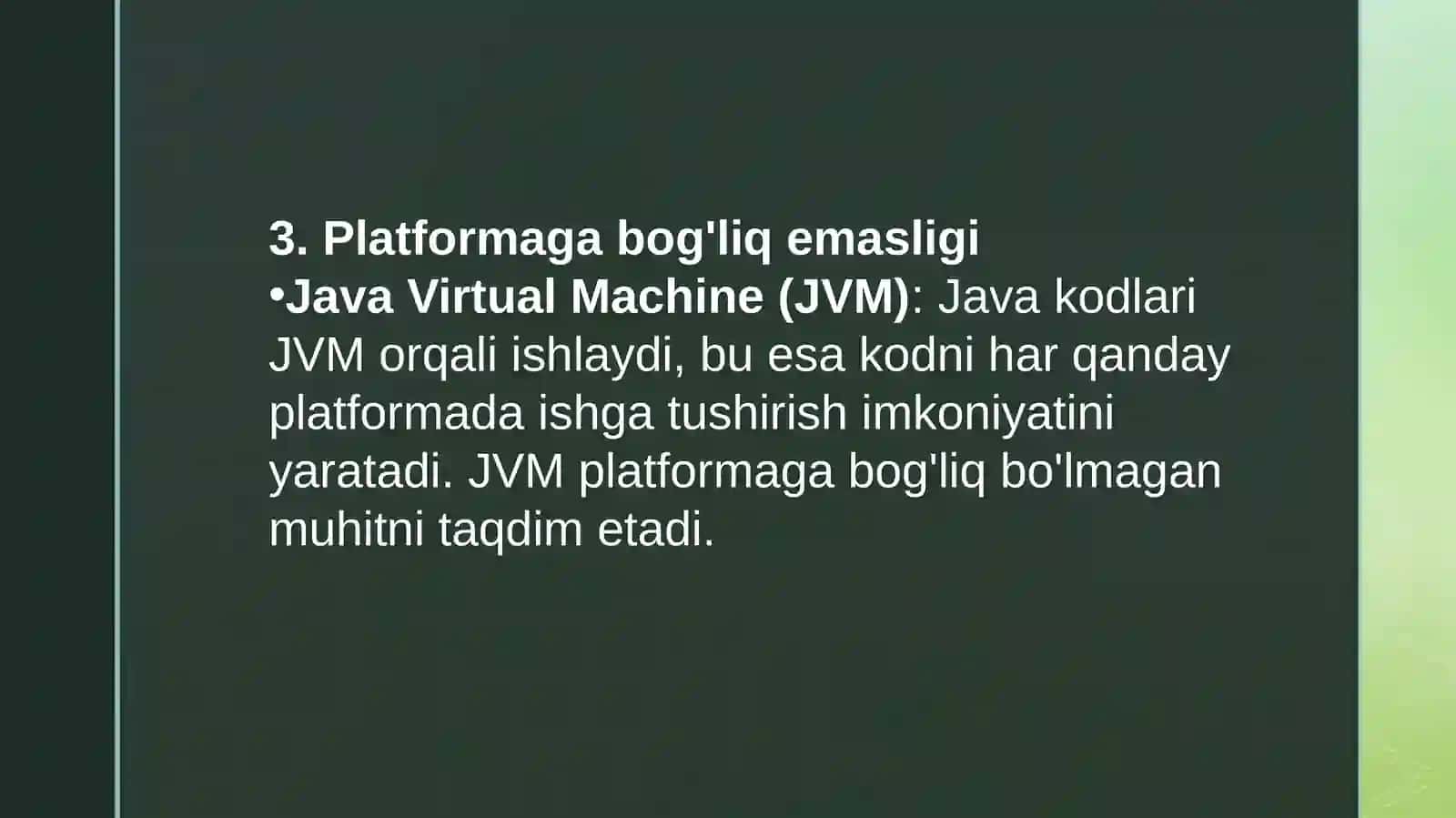 JAVA HAQIDAGI QIZIQARLI MALUMOTLAR 4