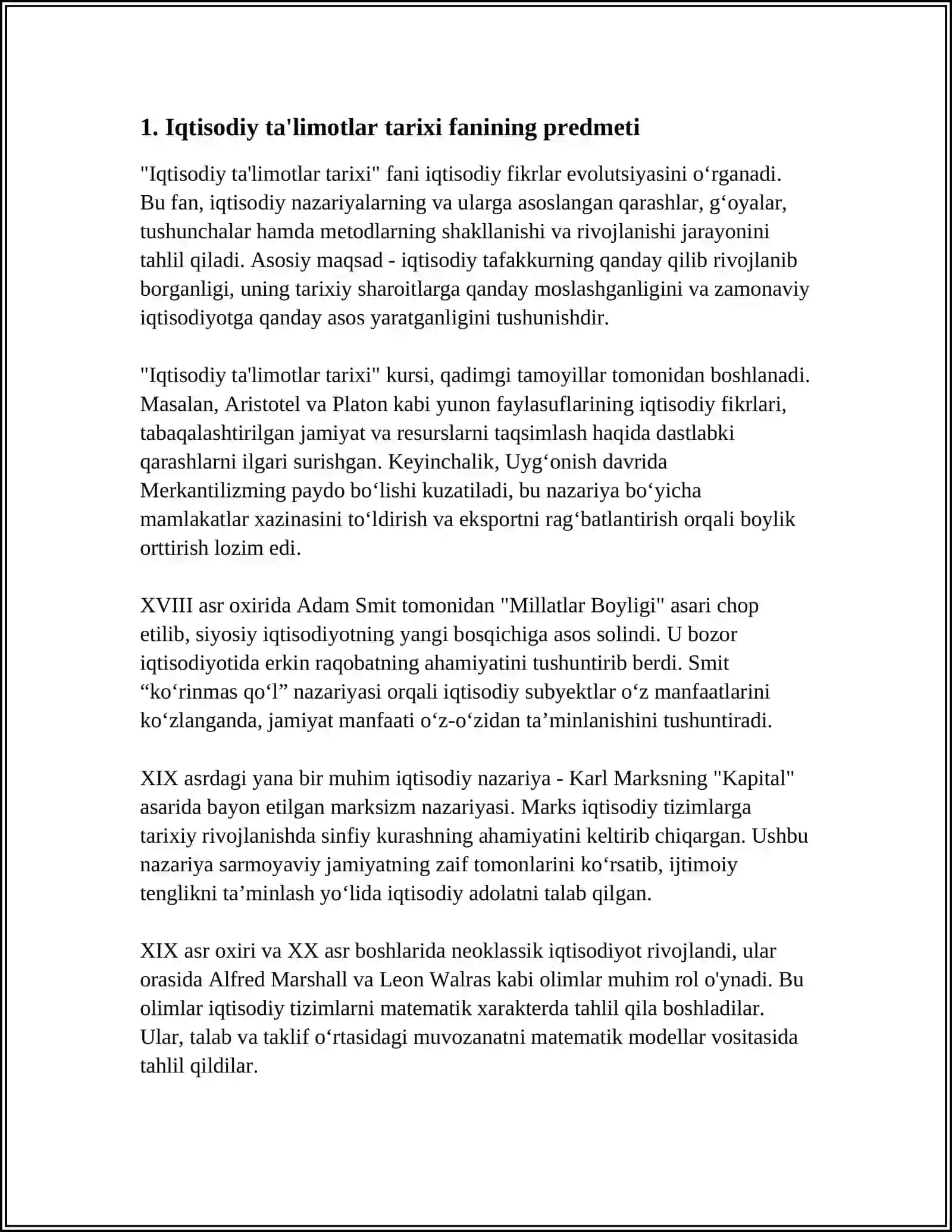Iqtisodiy Taʼlimotlar Tarixi 4