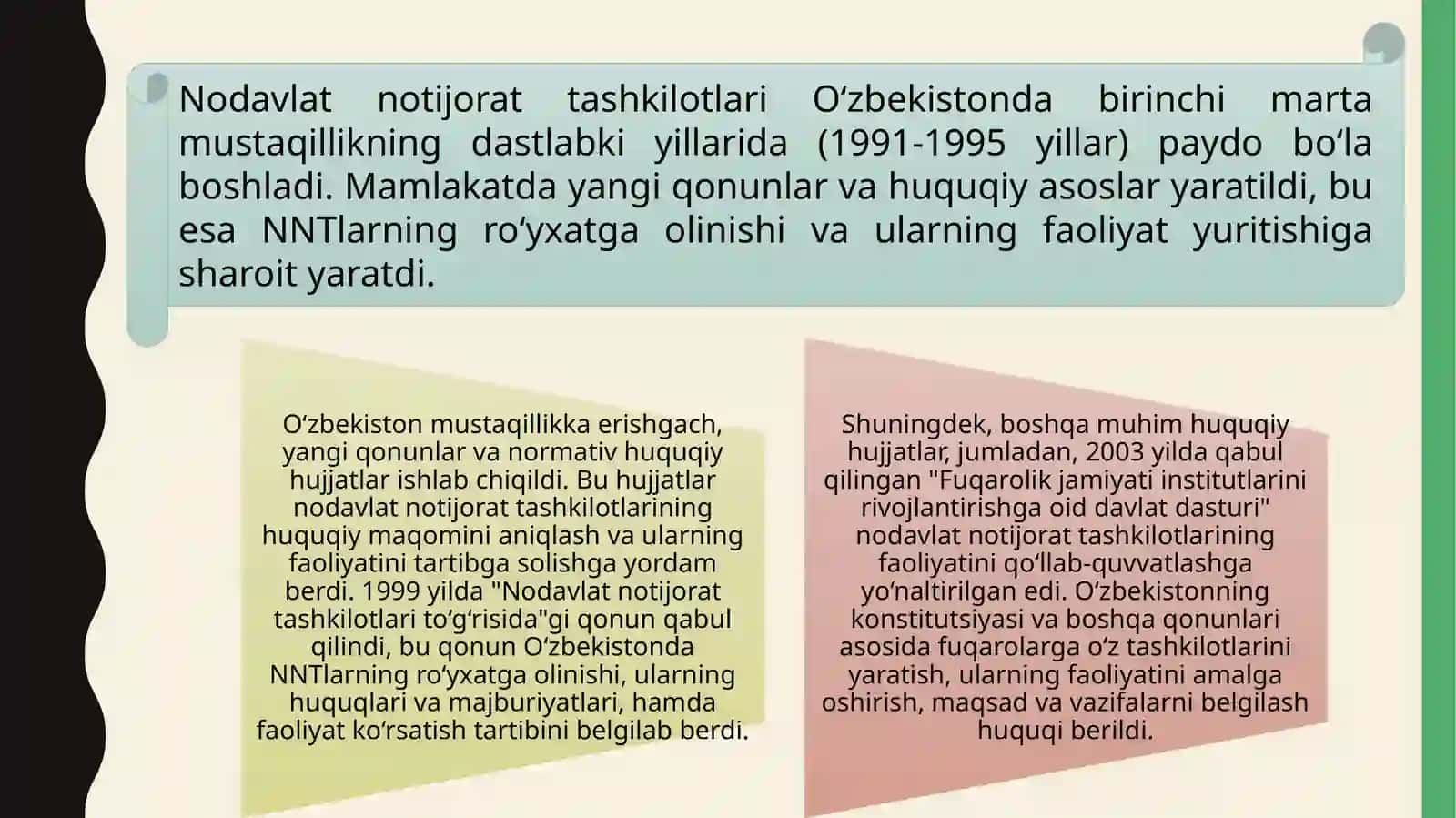MUSTAQILLIK YILLARDA O'ZBEKISTONDA NODAVLAT NOTIJORAT TASHKILOTLARININING IJTIMOIY-SIYOSIY JARAYONLARDAGI TUTGAN O'RNI 4