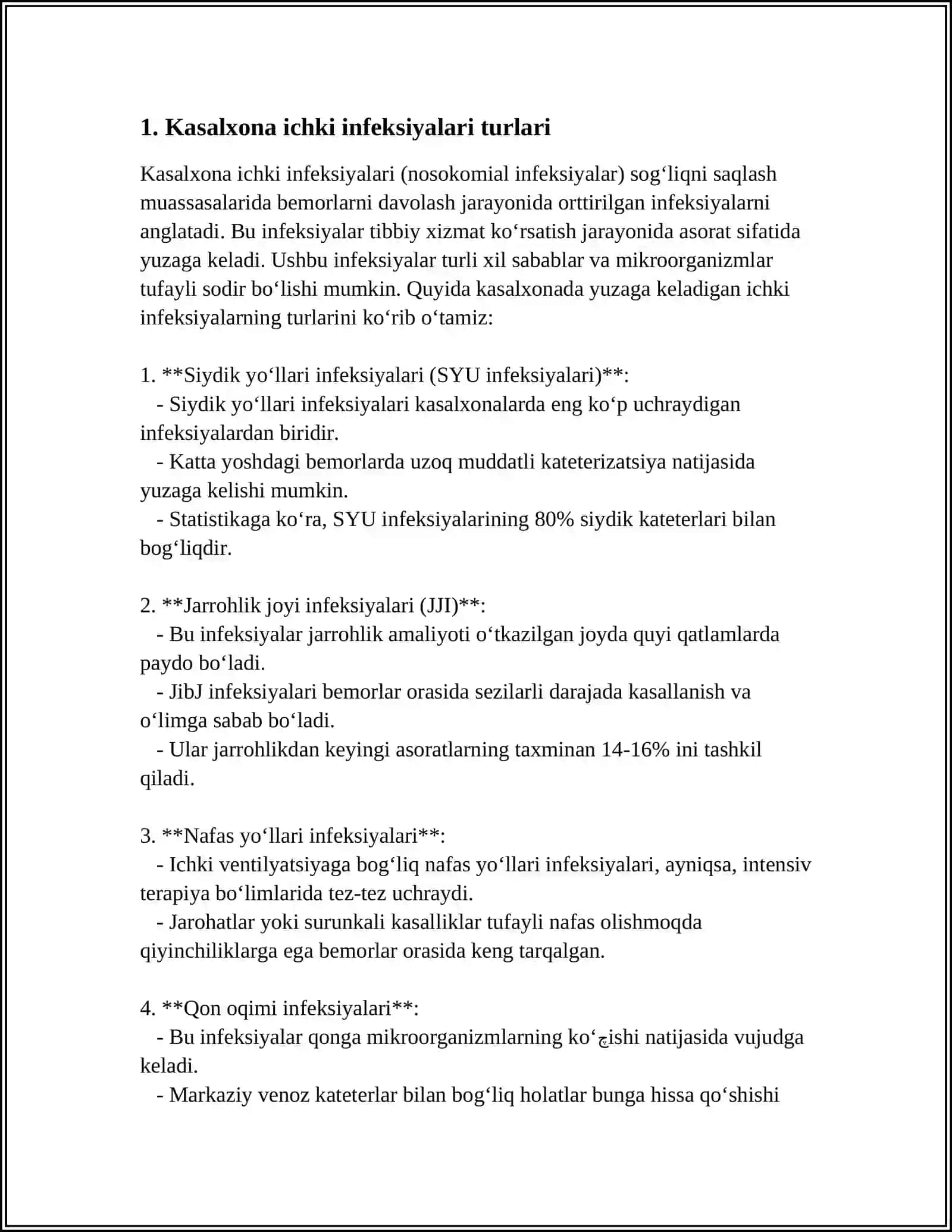 KASALXONA ICHKI INFEKSIYALARINI KELIB CHIQISHI UCHUN HAVO MUHITINING BAKTERIOLOGIK IFLOSLANGANLIGINING AHAMIYATI 4
