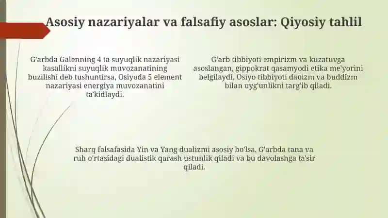 Qadimgi Yevropa va Osiyo tabobatining usullari, o'shashligi va farqlari 4