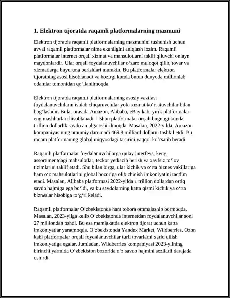 Elektron tijoratda raqamli platformalarning oʻrni va ahamiyati 4