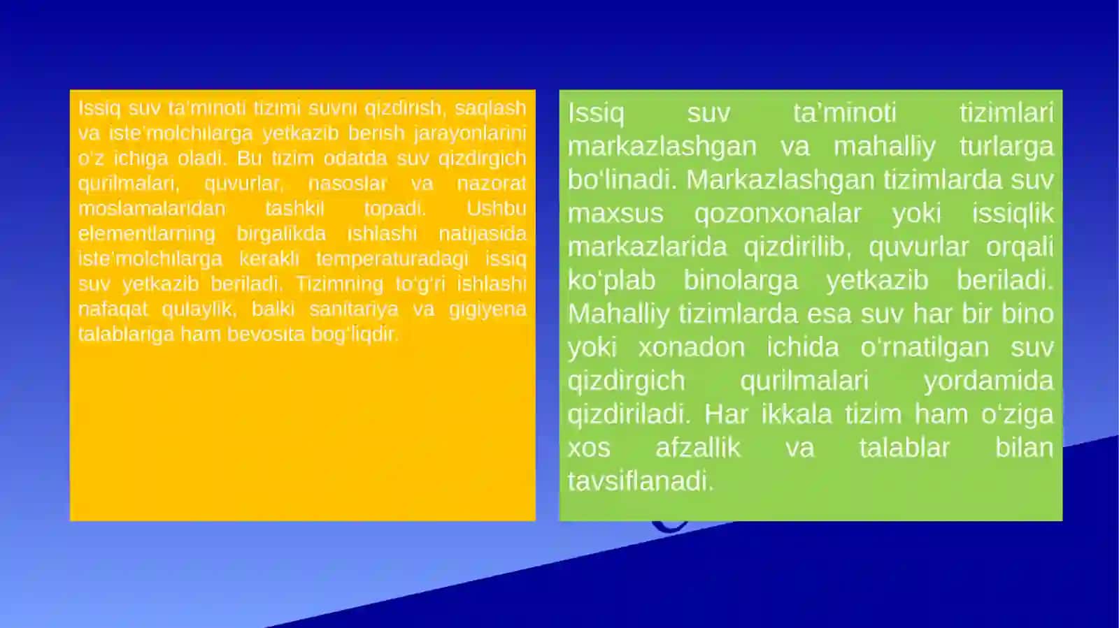 Issiq suv temperaturasi va sifatiga bo'lgan talablar 4