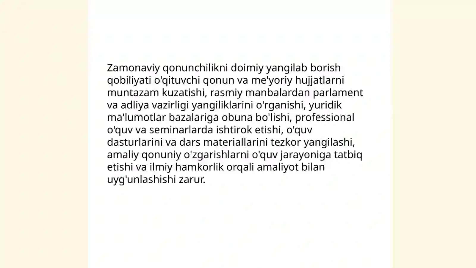 Yuridik fan bo‘yicha chuqur nazariy va amaliy bilimlar 4