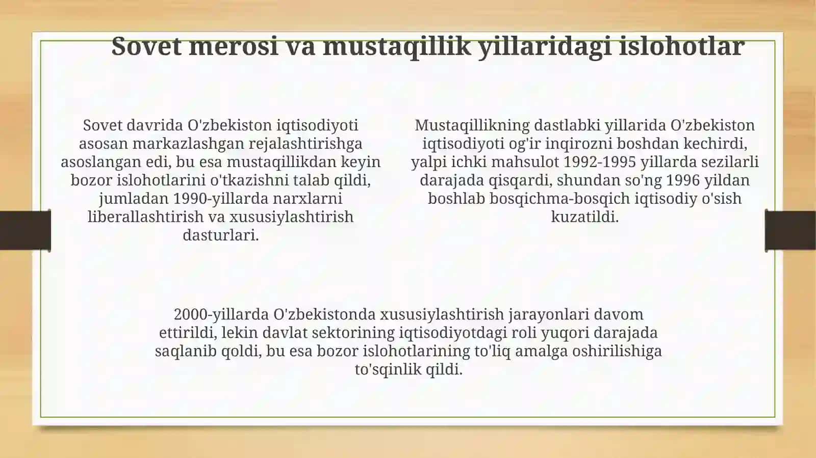 O'zbekistonda bozor iqtisodiyotining rivojlanishi va xususiy mulkchilik 4