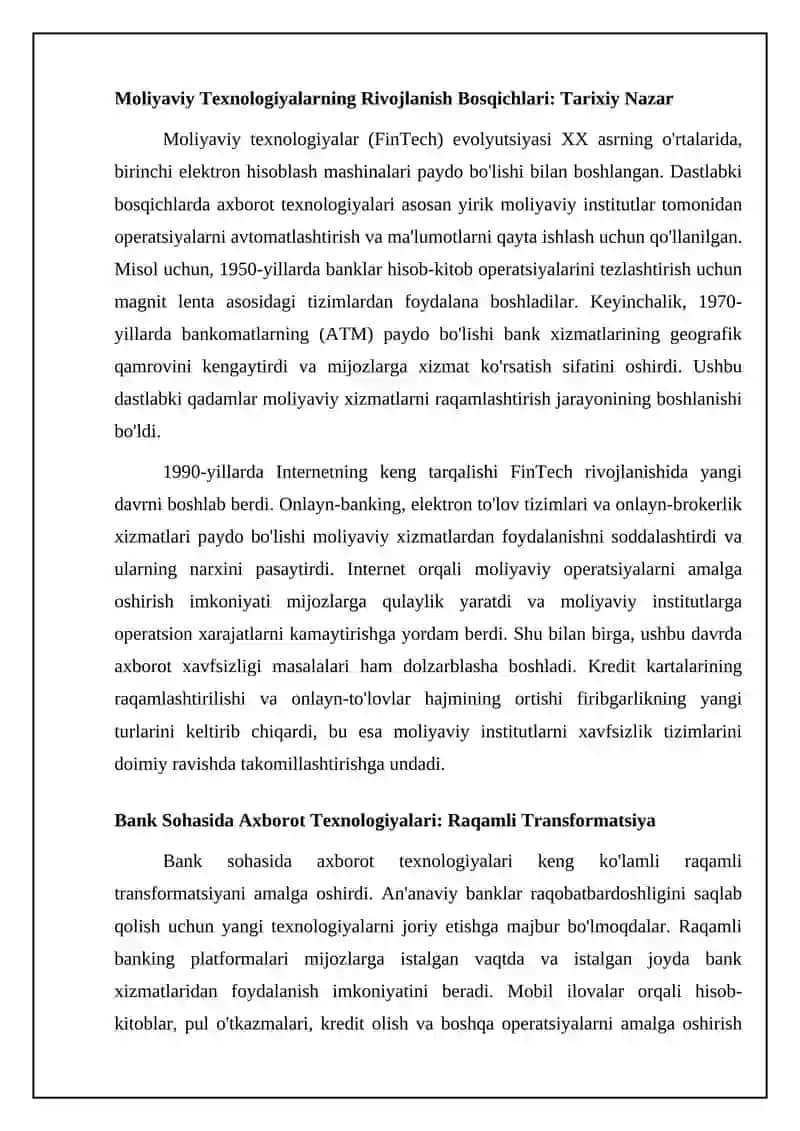 Axborot texnologiyalarining moliyaviy sohadagi evolyutsiyasi va roli 4