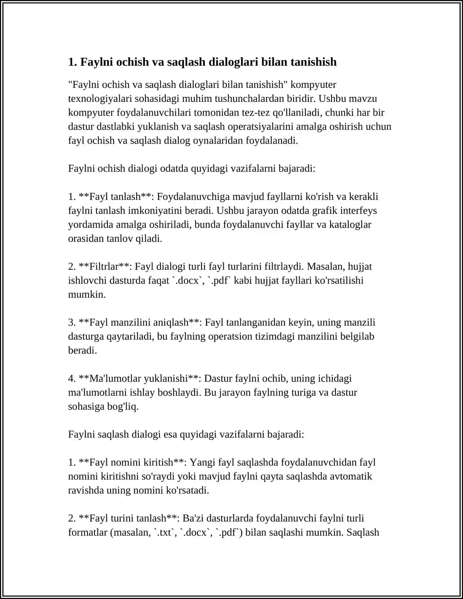 C++ BUILDERNING DASTURUDA OPENDIALOG, SAVEDIALOG, OPENPICTUREDIALOG, SAVEPICTUREDIALOG KOMPONENTALARIDAN FOYDALANIB ILOVALAR YARATISH 4