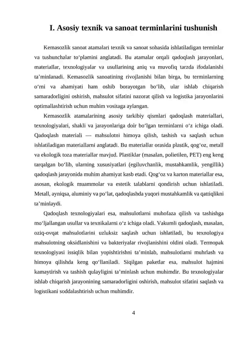 Kemasozlik sanoati va qadoqlash texnologiyasi 4