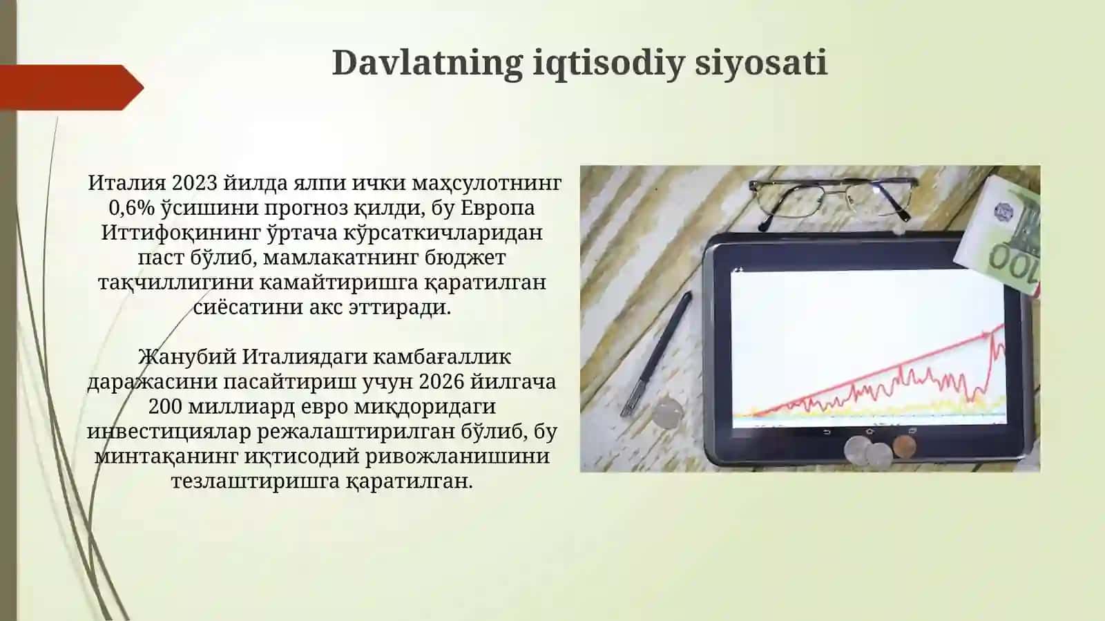 Italiya davlati makroiqtisodiy korsatkichlari tahlili 4