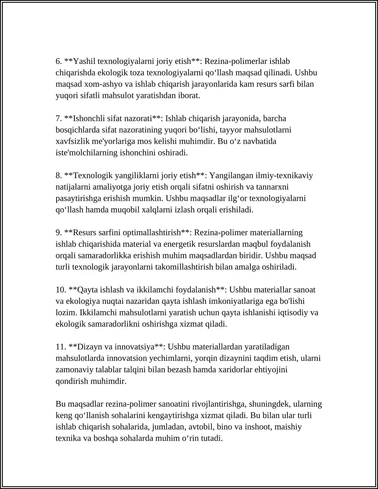 REZINA-POLIMER MATERIALLARNI ISHLAB CHIQARISHNING MAQSAD VA VAZIFALARI 4