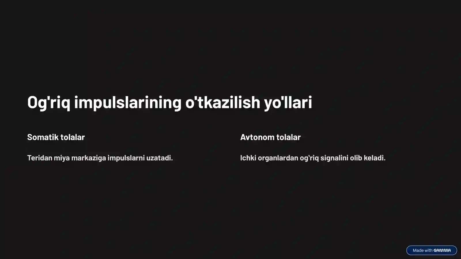 Ogʻriq sezgisi va uning neyrofiziologik analizatorlari 4