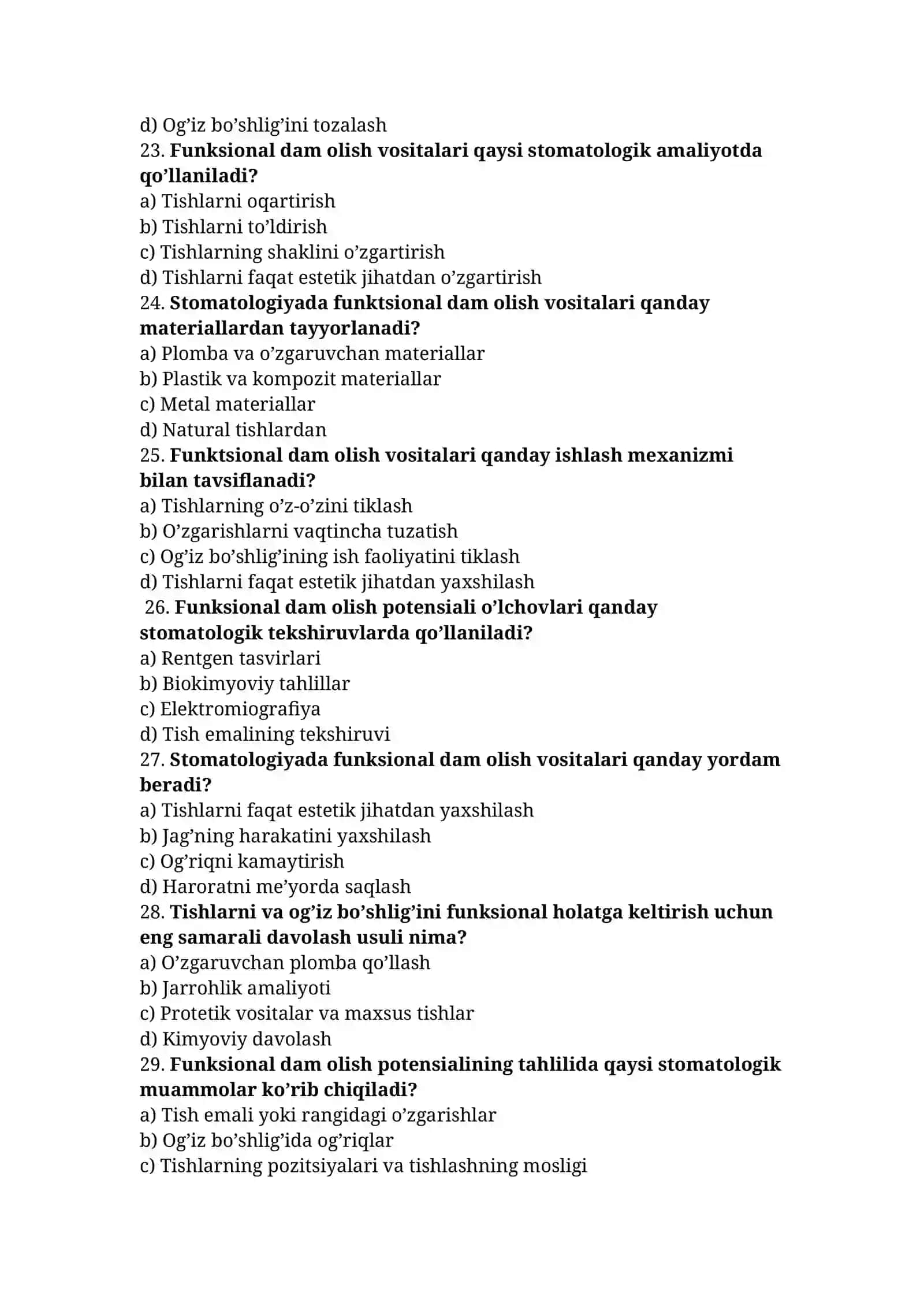 Stomatologiyada organning funksional elementlariga va funksional dam olish potensiali 4