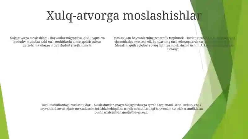 Turli Mintaqalarda Tarqalgan Hayvonlarning Adaptatsiya Xususiyatlari 4