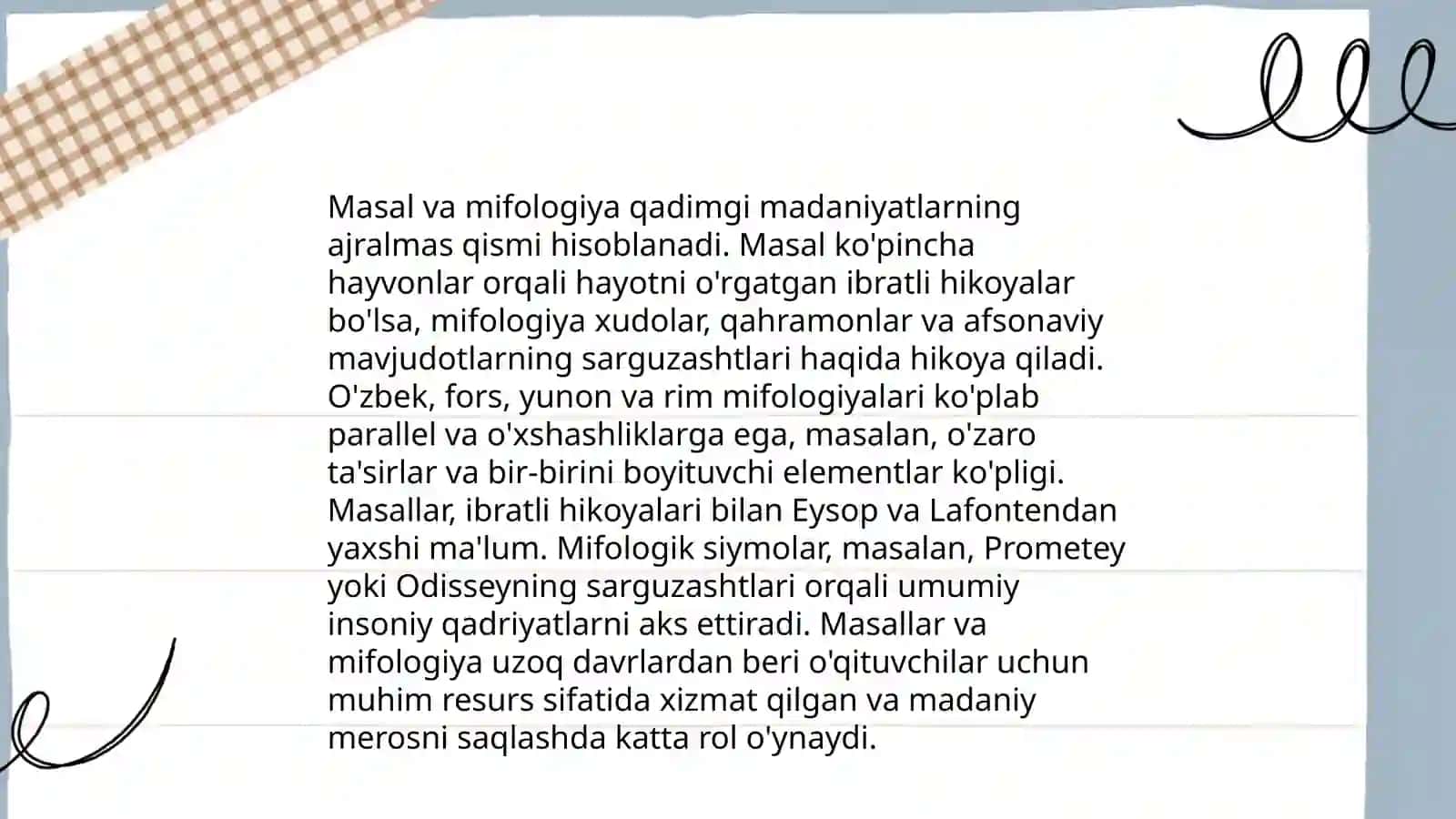 Masal- majoziy xarakterdagi kichik adabiy janr 4