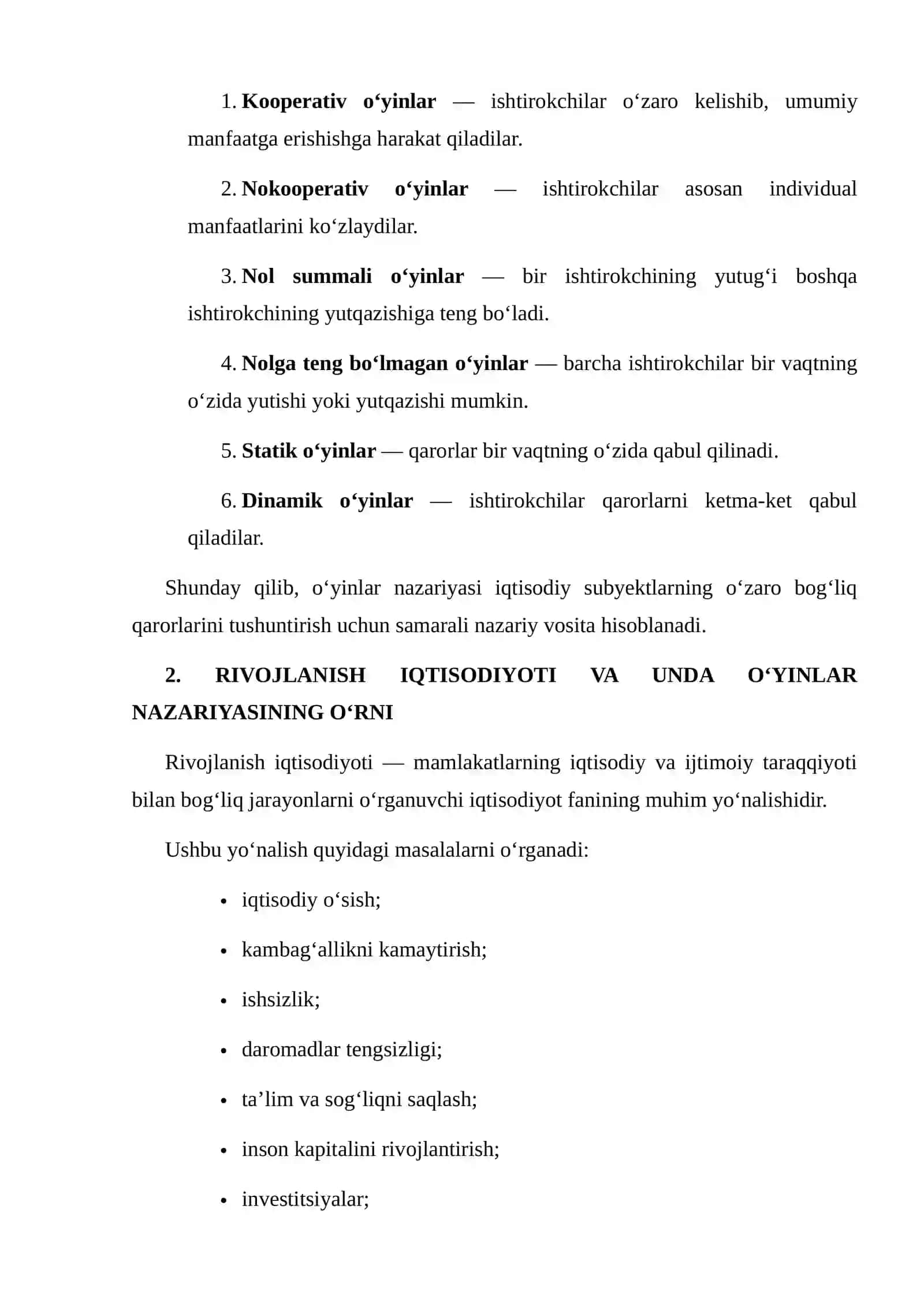 RIVOJLANISH IQTISODIYOTIDA O‘YINLAR NAZARIYASINING QO‘LLANILISHI 4