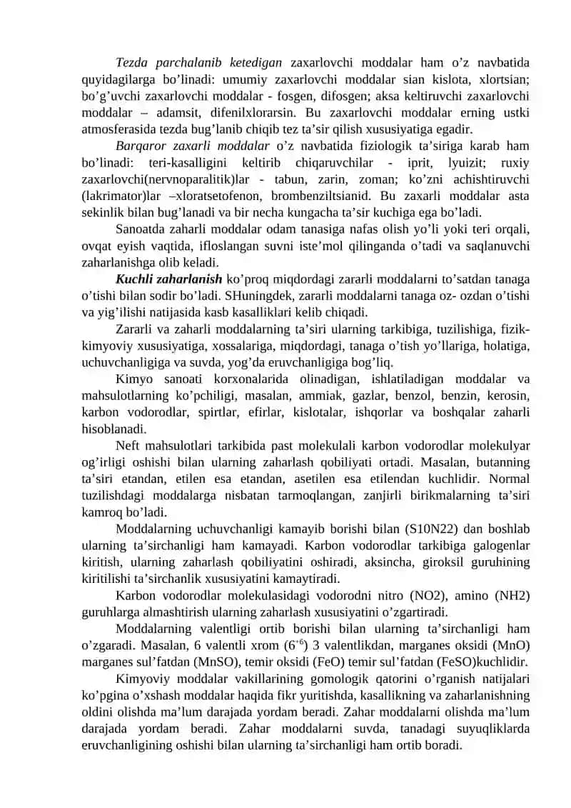 Ishlab chiqarish changlari va zaharli moddalarning inson organizmiga salbiy ta’siri, ularga qarshi chora-tadbirlar. 4
