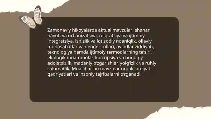 Zamonaviy hikoyalar mavzusida taqdimot 4