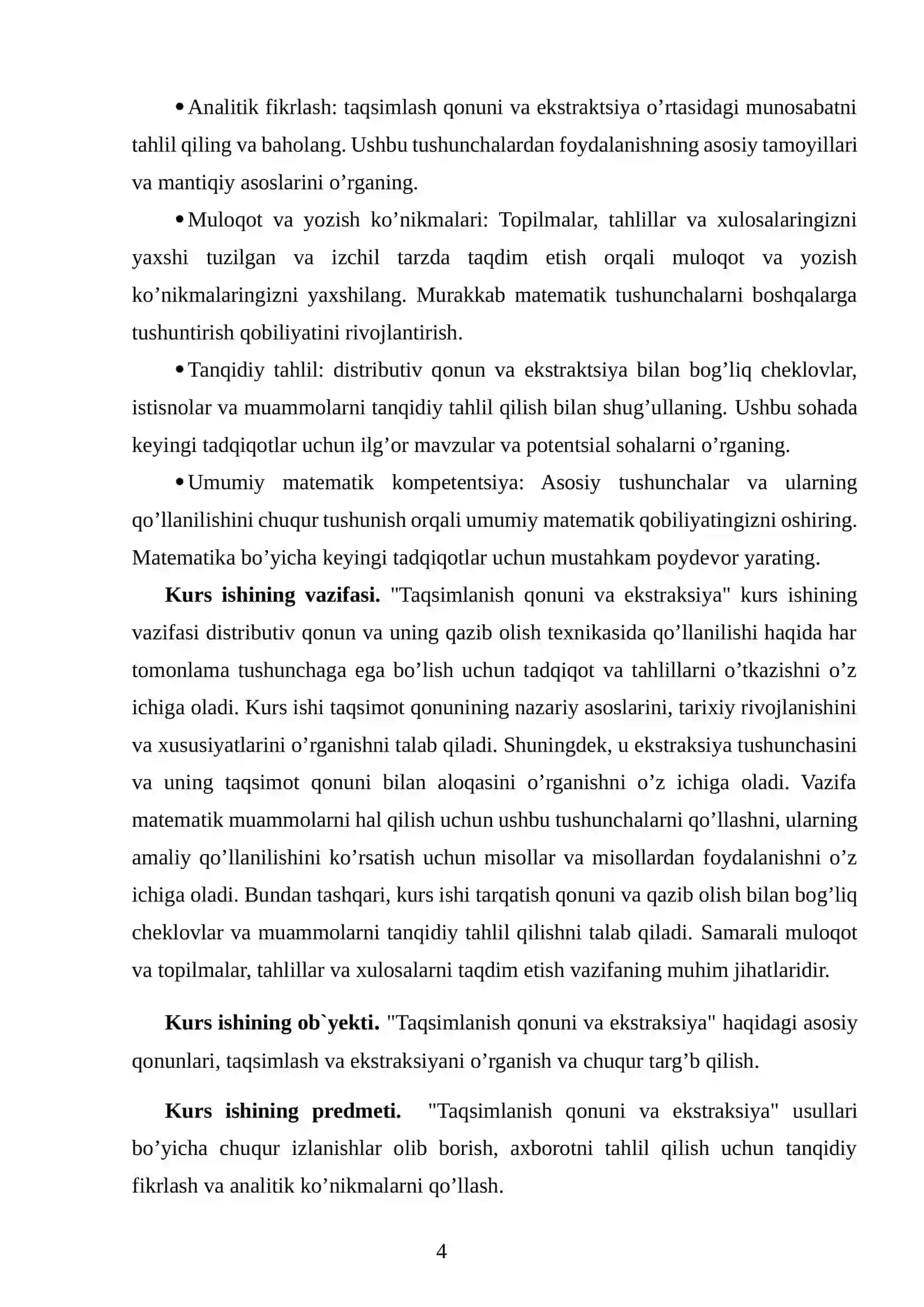 Taqsimlanish qonuni va ekstraksiya 4