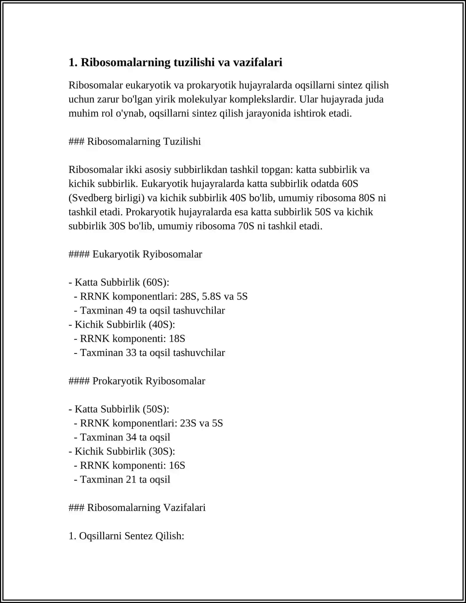 MEMBRANASIZ ORGANOIDLAR TUZILISHI VA VAZIFALARI 4