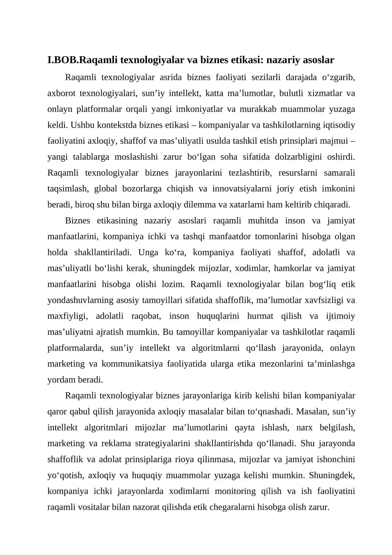 Raqamli texnalogiyalar asrida beznes etikasi yangi chaqiriqlar va imkoniyatlar 4