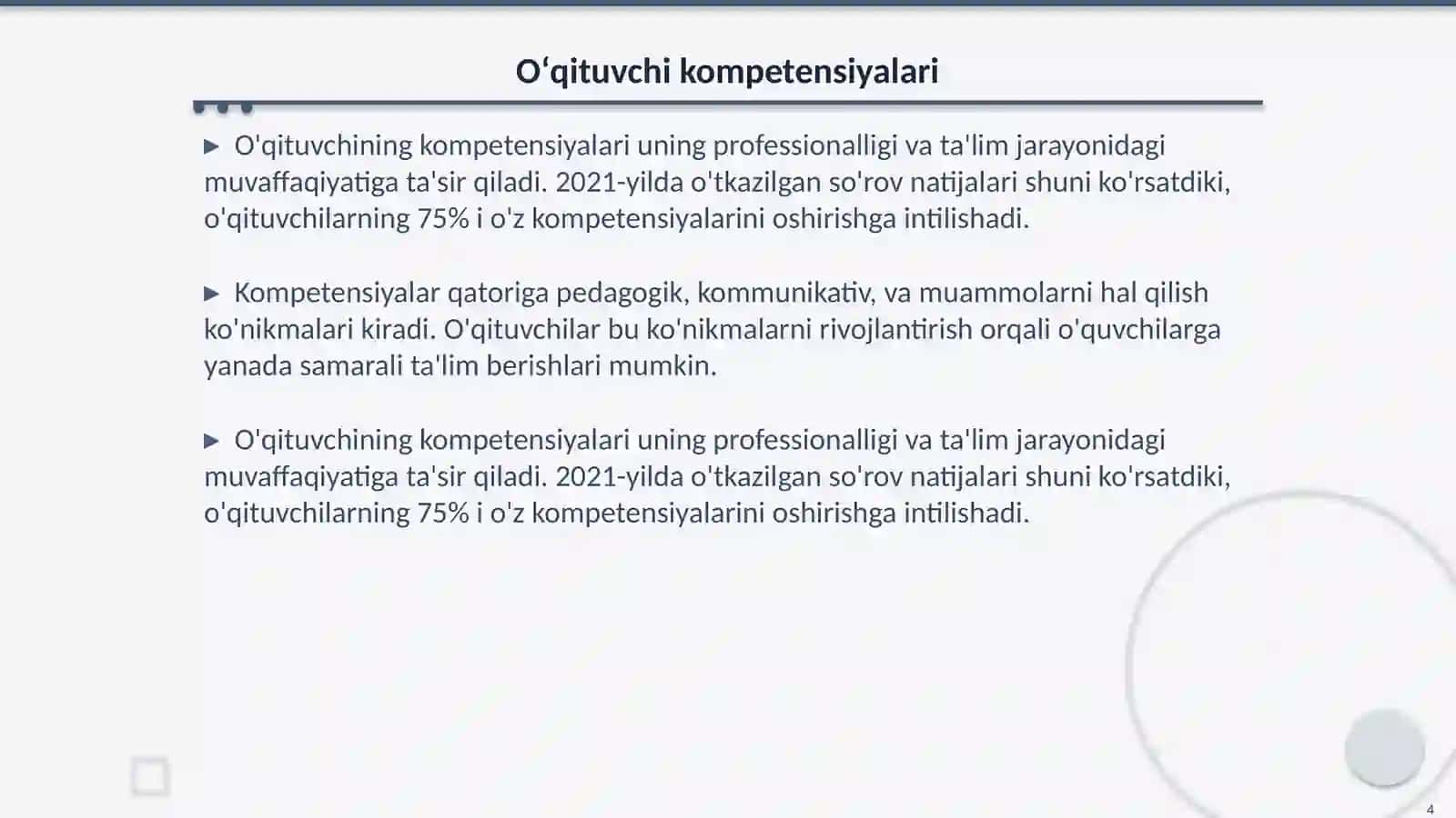 Muammoli vaziyatlarni hal qilish kompetensiyasi 4