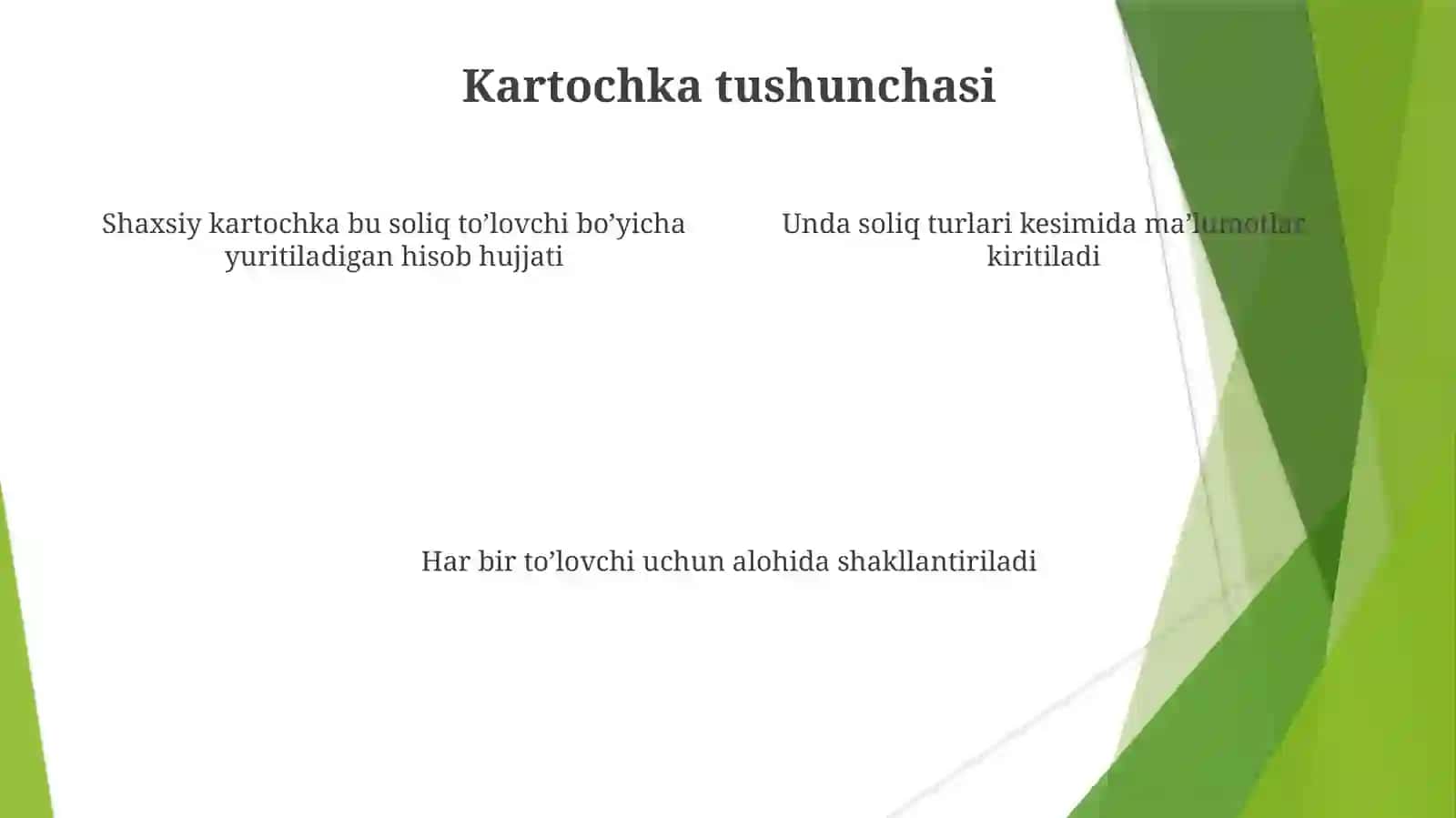 Soliq to’lovchi kartochkasi tushunchasi 4