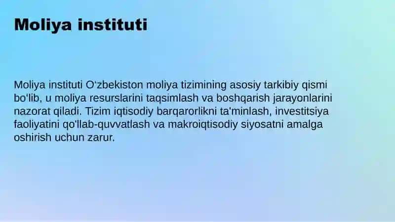O‘zbekiston Moliya Tizimi 4