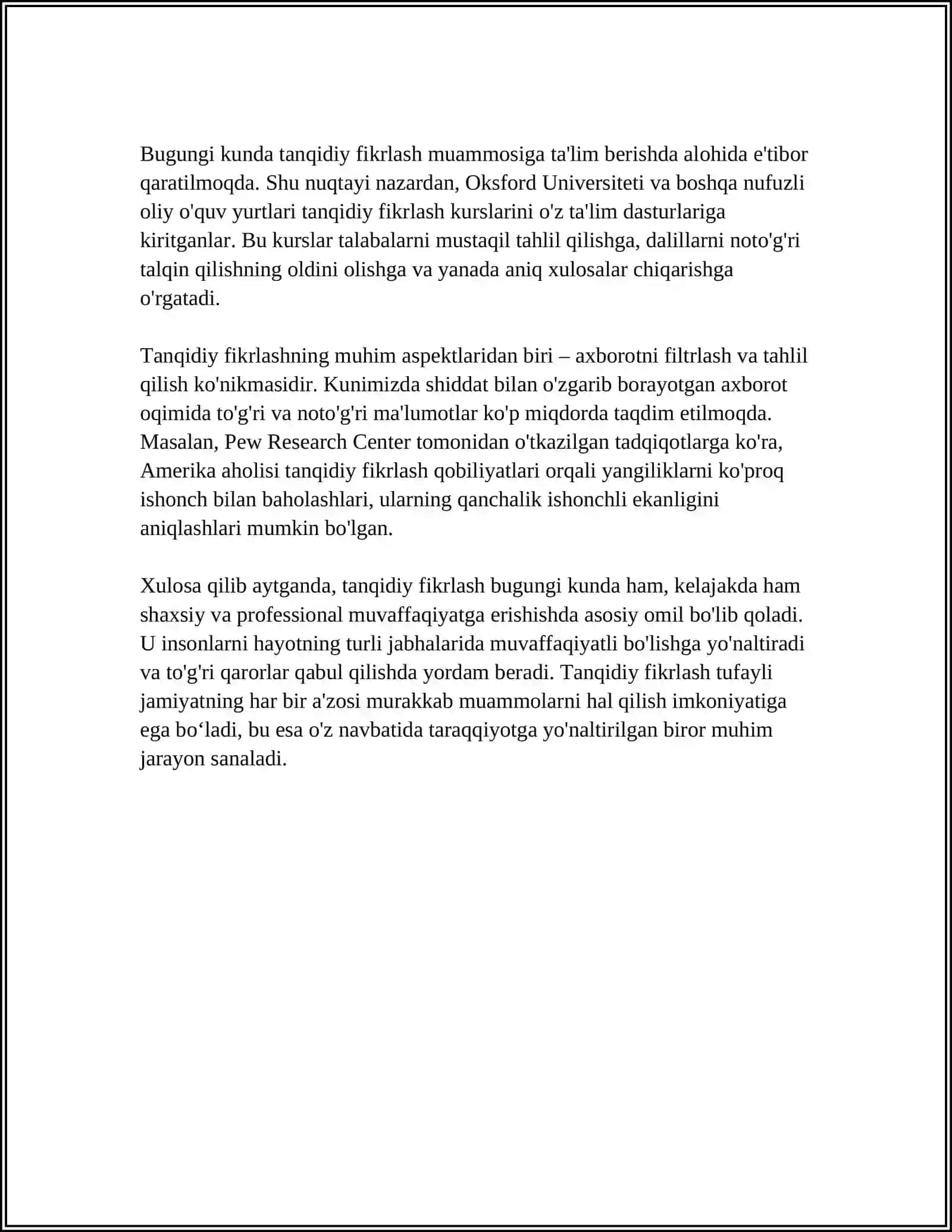 TALABLARDA TANQIDIY TAFAKKURNI RIVOJLANTIRISH USULLARI 4