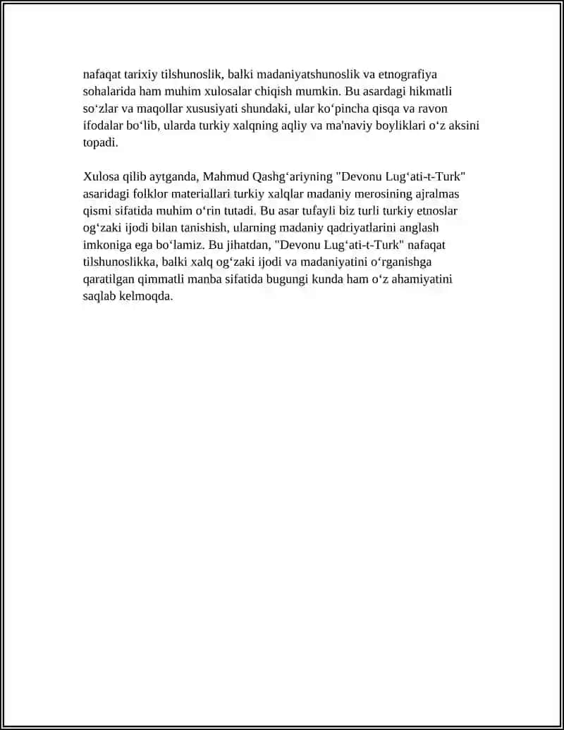 Mahmud Qashgʻoriyning "Devonul Lugʻati Turk" asarida Folklor Materiallari 4
