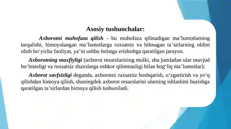 Adabiyotlar: N.X.Shoaxmedova,I.M.Abdullayeva.Iqtisodiyotdaaxborot-kommunikatsiontexnologiyalarvatizimlar:Darslik 4