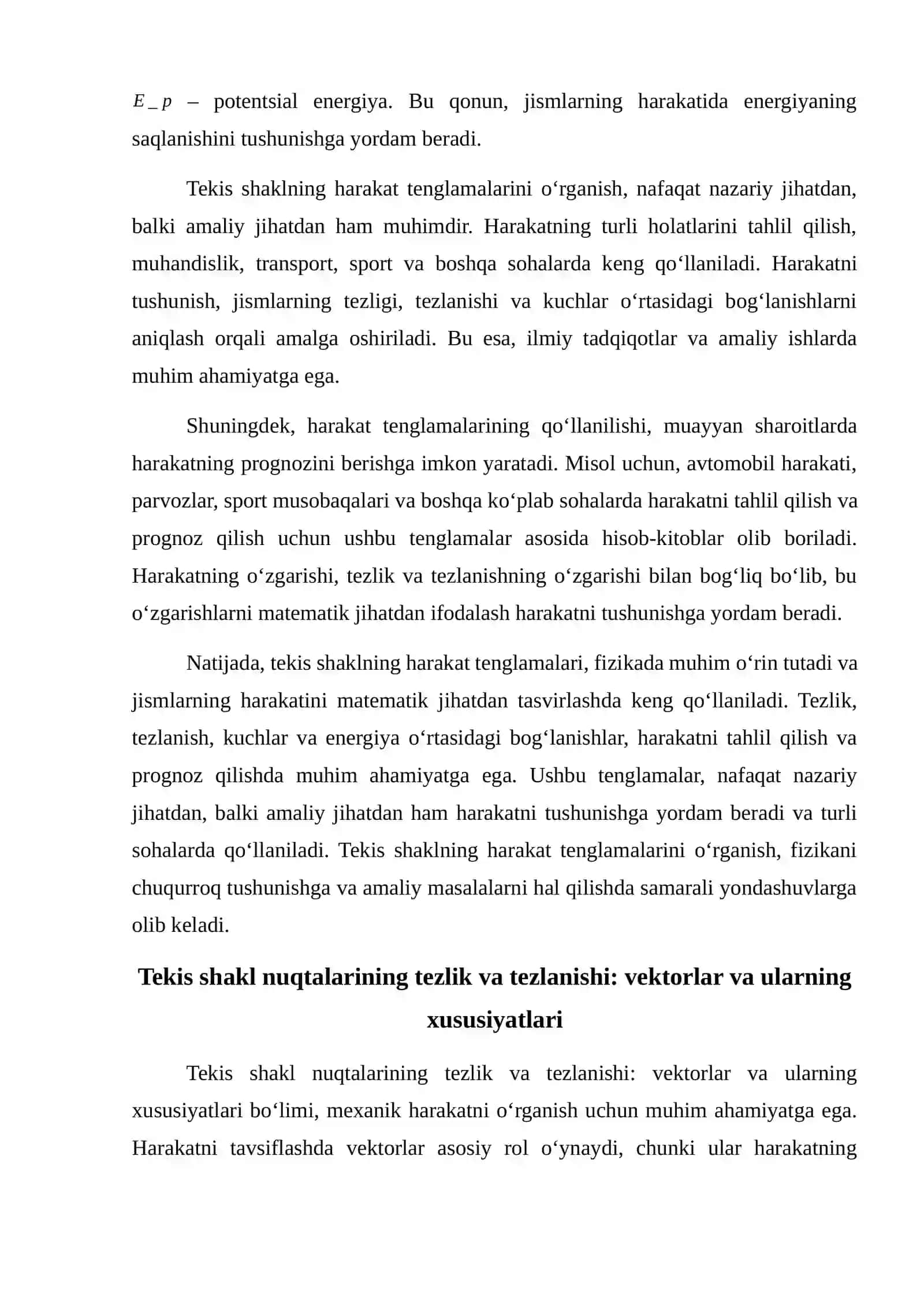 Tekis shaklning harakat tenglamalari. Tekis shakl nuqtalarining tezlik va tezlanishini tezliklar va tezlanishlar plani. 4