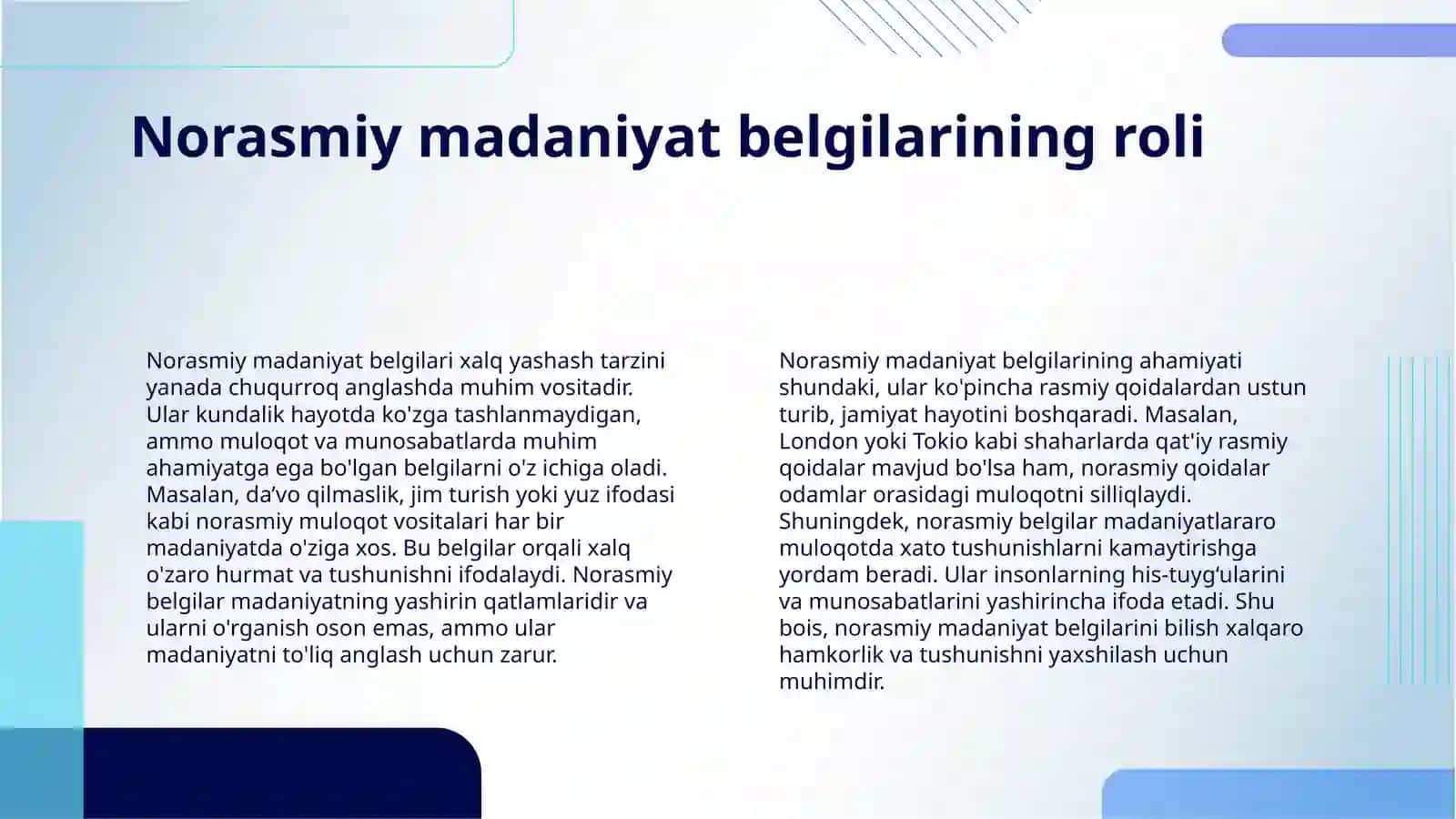 DUNYO XALQLARI MADANIYATIDAGI UMUMIYLIK VA FARQLARI MAVZUSIDA VIDEOROLIK TAYYORLASH 4