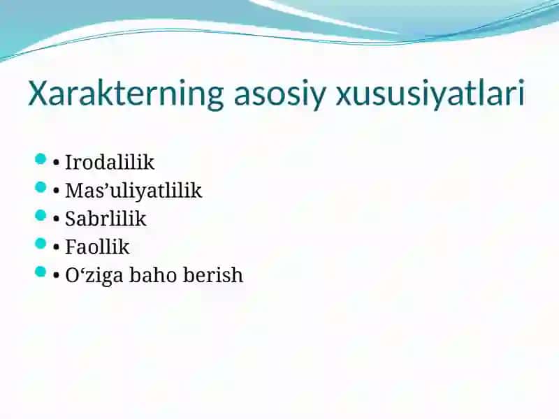 Xarakter va uning xususiyatlari 4