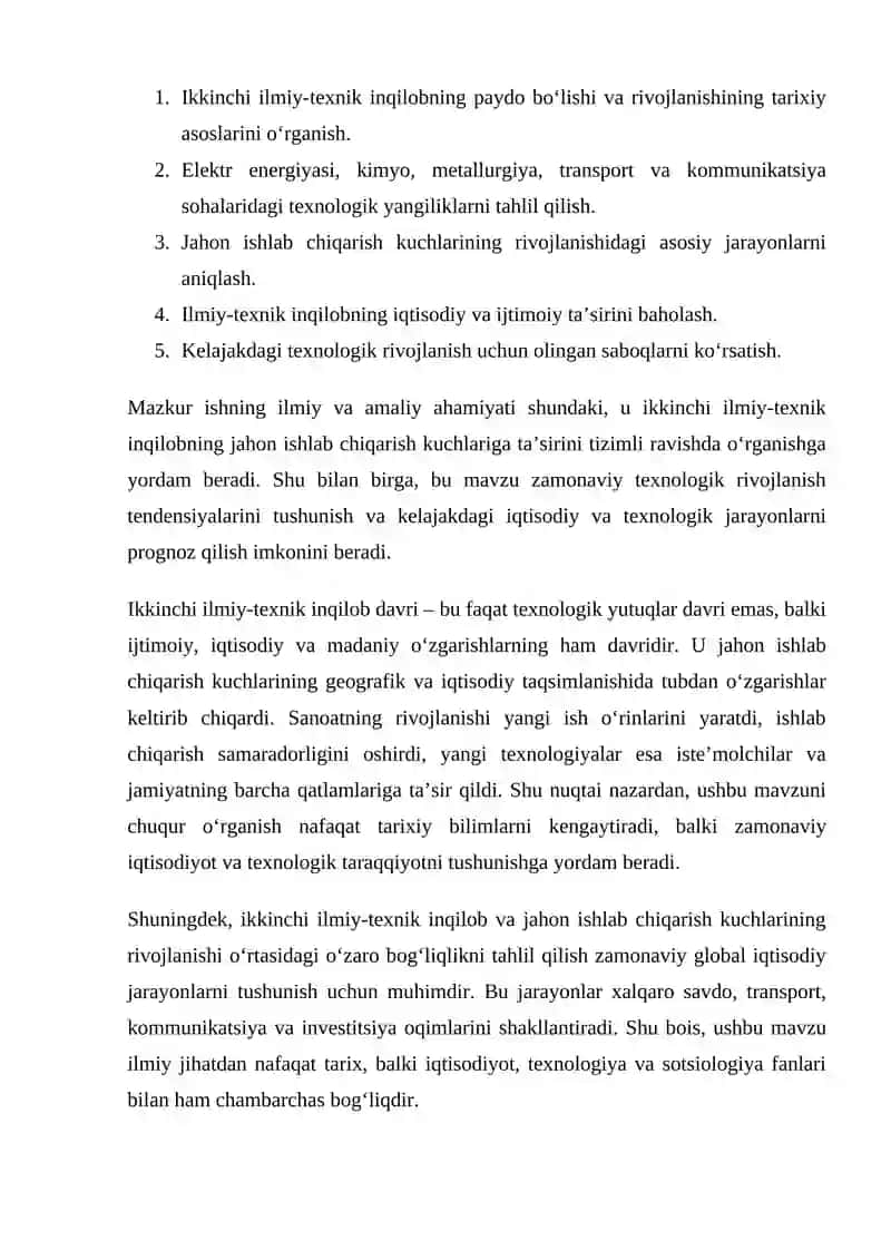 Ikkinchi ilmiy-texnik inqilob va jahon ishlab chiqarish kuchlarining rivojlanishi 4