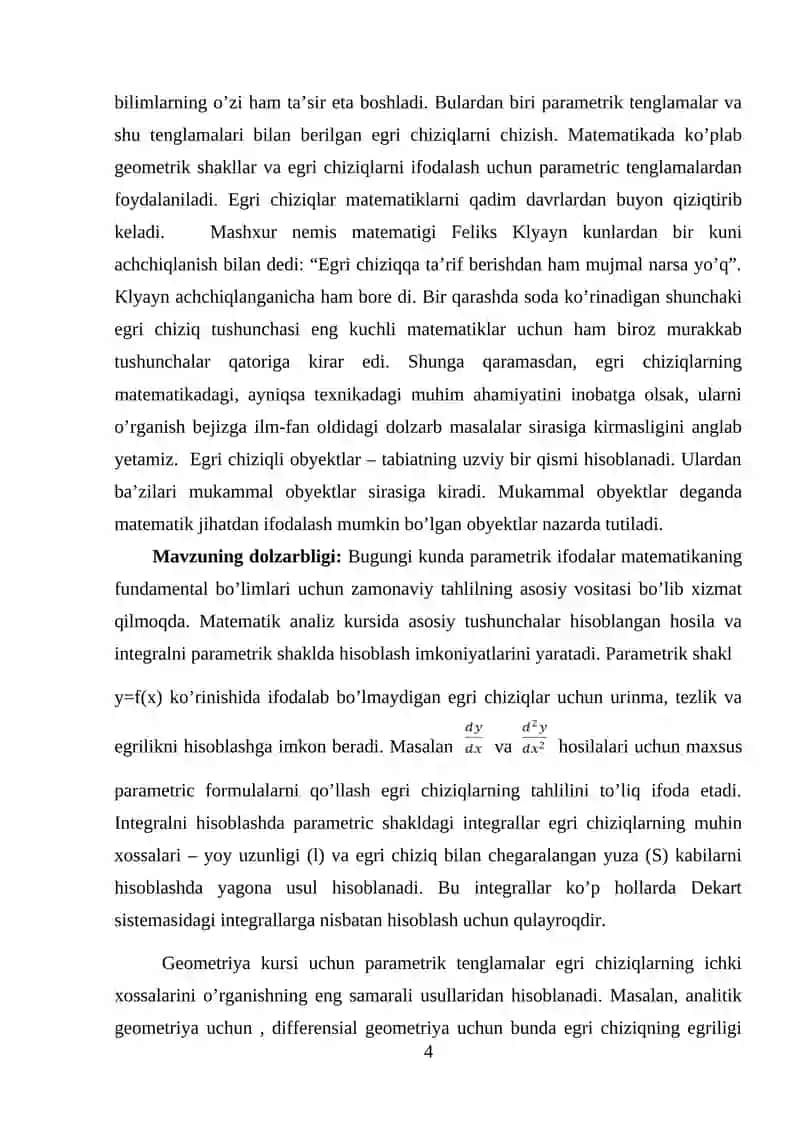 Parametrik tenglamalar bilan berilgan egri    chiziqlarni  chizish 4