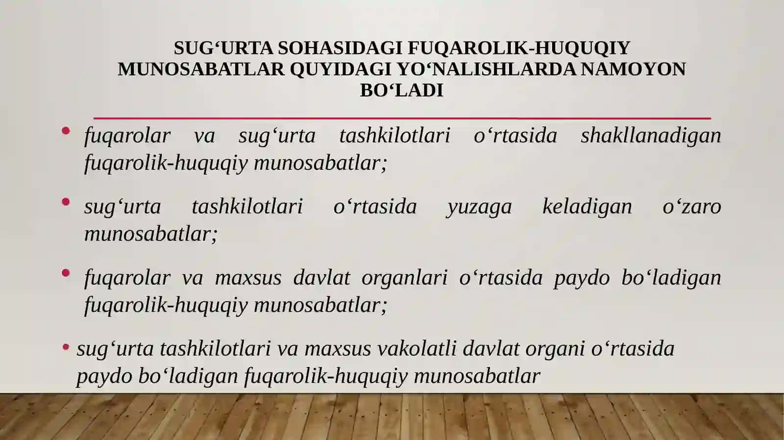 Sug‘urta faoliyatini amalga oshirishning huquqiy asoslari va sug‘urta kompaniyalarining tashkiliy-huquqiy shakllari 4