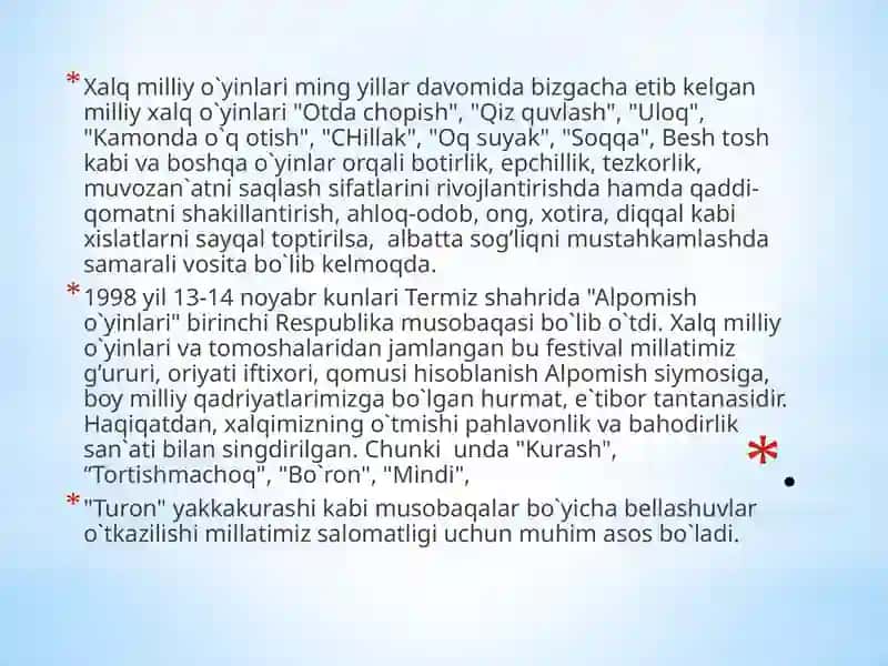 Milliy harakatli o’yinlarni o’qitish metodikasi fanining maqsad va vazifalari 4