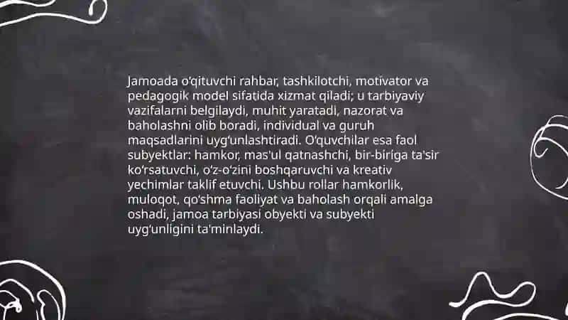 Jamoa tarbiya obyekti va subyekti sifatida 4