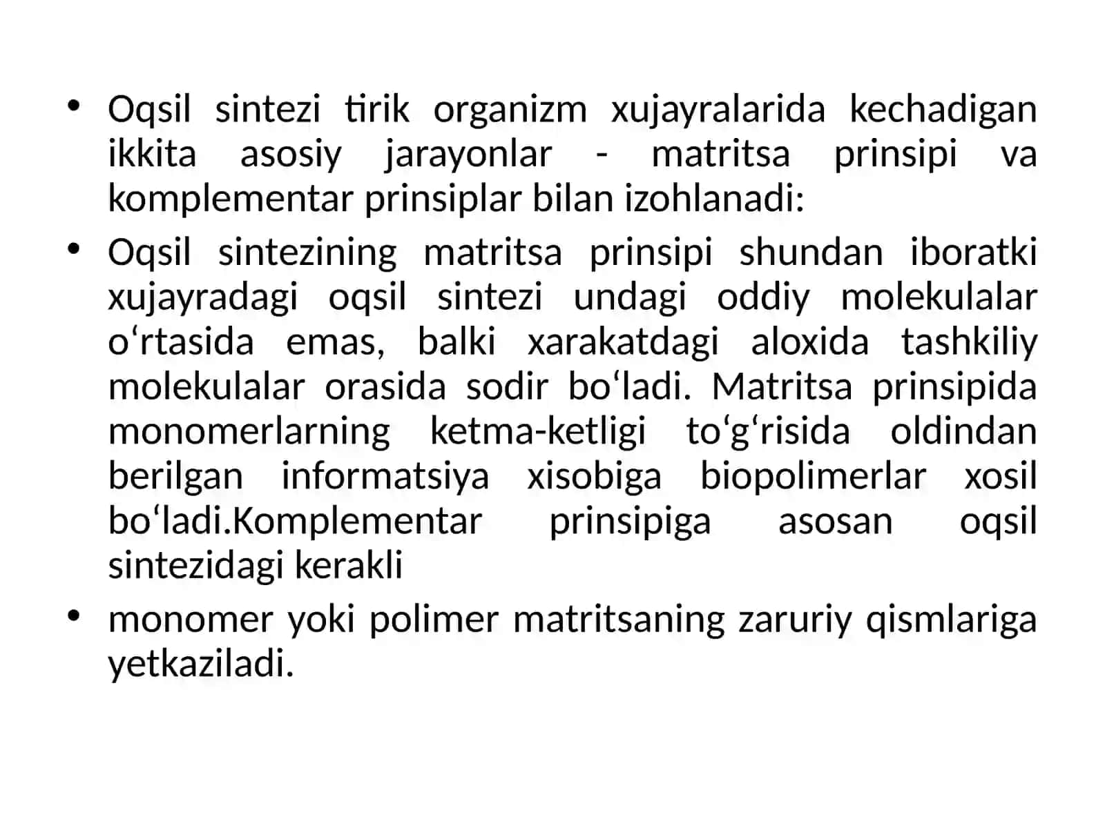 Oqsillar biosintezi va parchalanishi 4