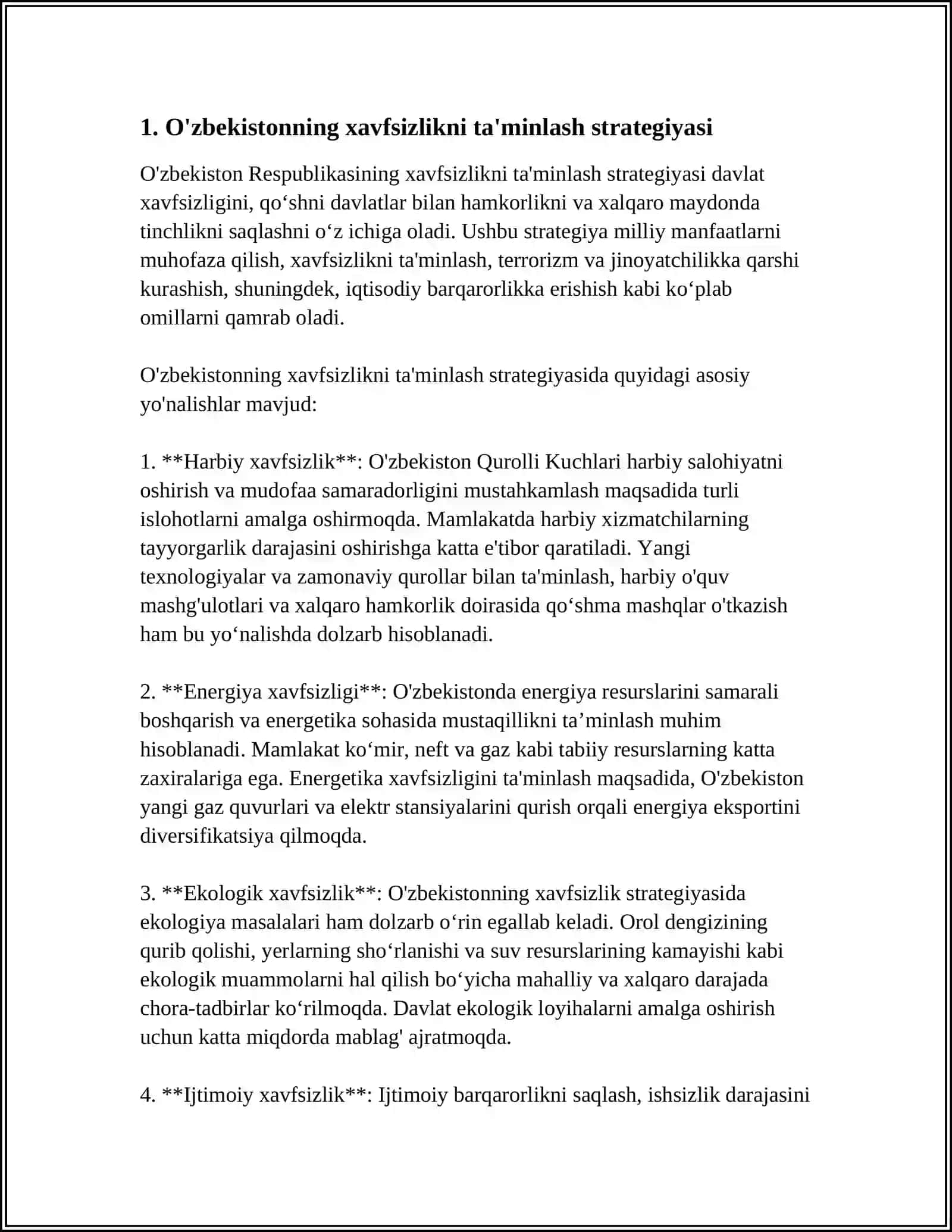 OʻZBEKISTONNING MINTAQADA XAVFSIZLIK, MILLATLARARO TOTUVLIK VA DINIY BAGʻRIKENGLIKNI TAʼMINLASH BORASIDA OLIB BORGAN SIYOSATI 4