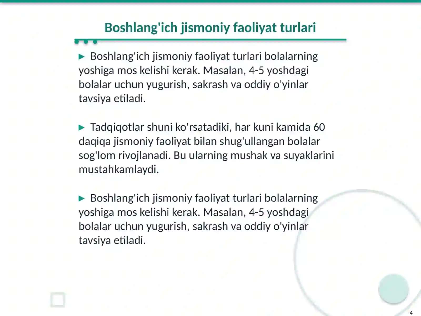 Maktabgacha yoshdagi bolalarni maktab taʼlimiga jismoniy jihatdan tayyorlash 4